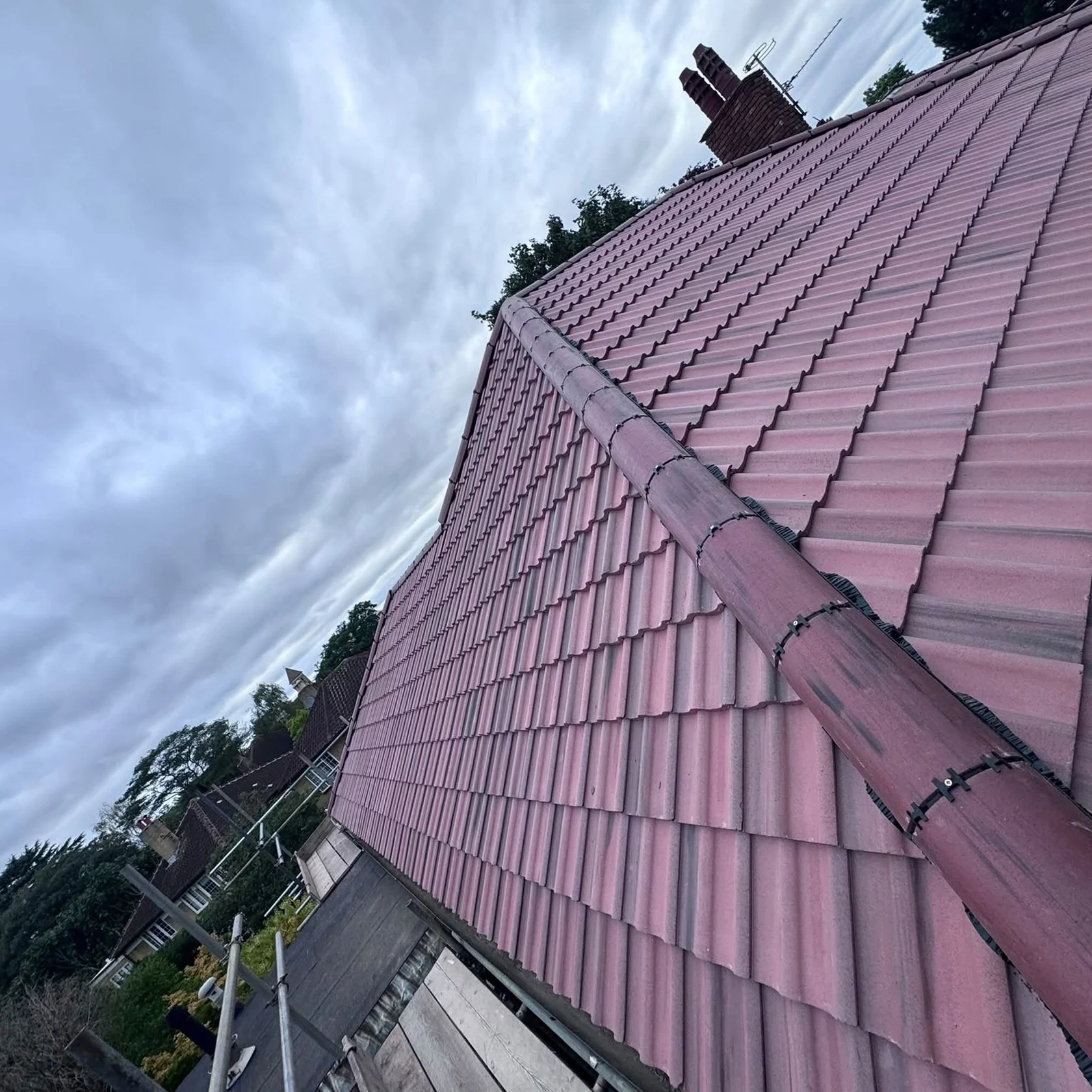 Completed tiled roof installation
